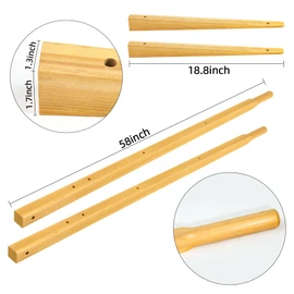 Wood Replacement Wheelbarrow Handles Kit with 304 Stainless Nuts and Bolts, Includes 2 Wedges Tough Seal Coat and Pre-Drilled Holes for Easy Installation