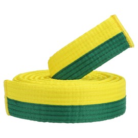 PATIKIL Taekwondo Coloured Rank Belt, 1.6 x 7.9 Ft 2.4 M Polyester Martial Arts Judo Karate Belt for Teaching Practice, Yellow/Green