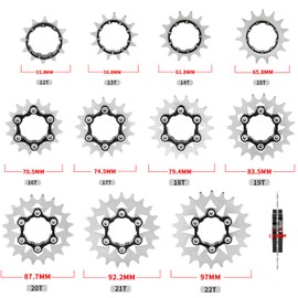 Bike Single Speed Conversion Kit 12T13T/14T/15T/16T/17T/18T/19T/20T/21T/22T Bicycle Single Speed Cassette & Spacers Accessories (Black, 20T)