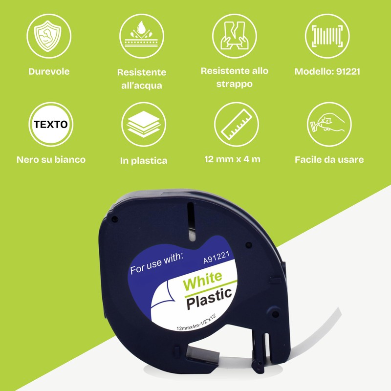 OYEMAT 6 Nastri Compatibili con Dymo LetraTag 91201/91221 12mm x