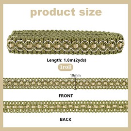 PH PandaHall 12 Yards 6 Colours Gimp Braid Trim, 3/4 inch Upholstery Trim Upholstery Braid Fabric Polyester Fringe Trim Ribbon for Costume DIY Crafts Sewing Curtain Home Lamp Shade Decoration