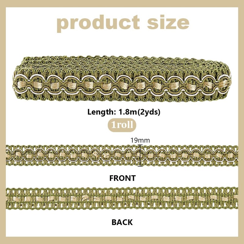 PH PandaHall 12 Yards 6 Colours Gimp Braid Trim, 3/4