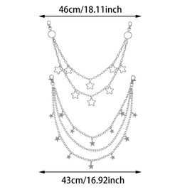 2PCS Star Layered Pants Chain, Metal Punk Pants Chain Fashion Vintage Jean Chain Belt Hip-Hop Punk Accessories for Women Men