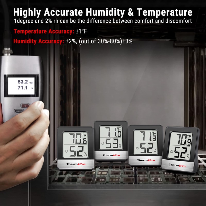 TempPro TP49 3 Pieces Digital Hygrometer Indoor Thermometer Humidity Meter