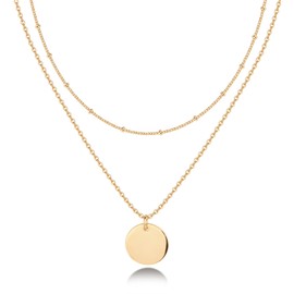 PAVOI 18K Gold Plated Layering Necklaces | Stylish Minimalist Design Pendant Necklaces | Butterfly, Heart, Lotus, Cross Pendants for Women (Coin, Vermeil - Yellow)