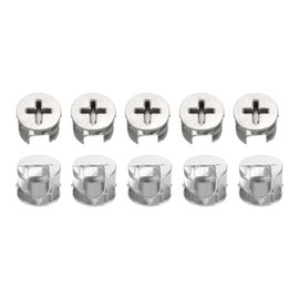 DTGN 15x12mm(DxH) Cam Lock Nut - 10Pack - Good for Wood Wardrobe Table Bookshelf - Furniture Cam Fittings Connectors - Silver Tone