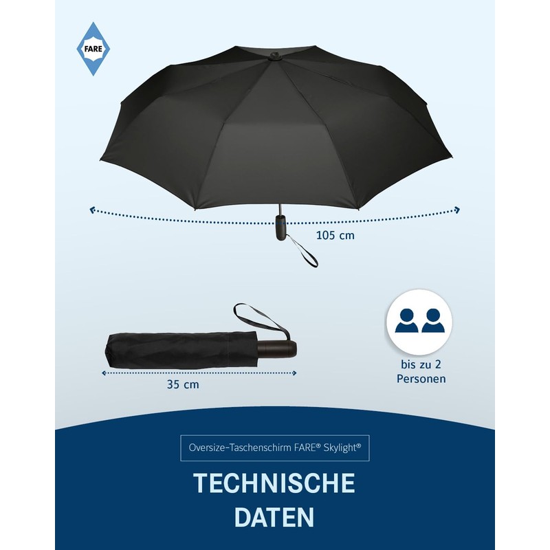 FARE Oversized Pocket Umbrella Skylight - Effective Umbrella with LED