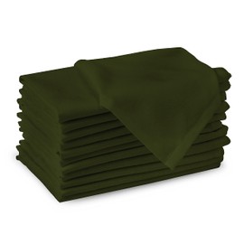 Encasa Cotton Cloth Napkins | Set of 12 | Size 17"x17" | Leaf Green Solid Color | Machine Washable