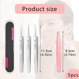 4PCS Ingrown Hair Tweezers Stainless Steel Blackhead Remover Tweezers Precision Blackhead Remover Tool with Plastics Case Facial Blackhead Remover Tweezers for Women Facial Care