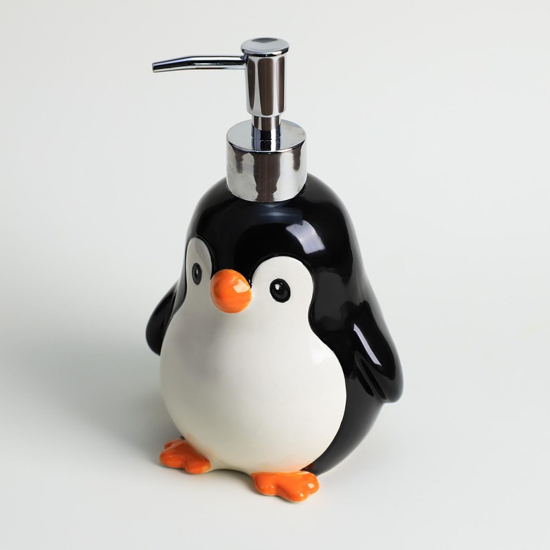 Colias Wing Ceramic Penguin Shape Soap Dispenser with Plastic Pump,