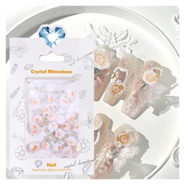 3D Flowers Rose Nail Art Charms Resin Rose Manicure Accessories for Women and Girls Nail Decoration Wedding Party DIY Craft Supplies（ Light Yellow）