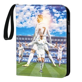 COQOYO Football Trading Cards Album 4 Compartments 50 Sleeves for 400 Cards, Football Cards Collector Book Collector Book with Zip Carry Handle, Sports Cards Book Folder Book Folder