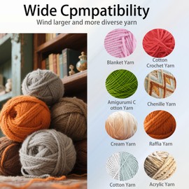 Electric Yarn Winding Device Automatic Large Capacity 13oz Yarn Winder Wool Winder for Crocheting Winding Machine (Pink)