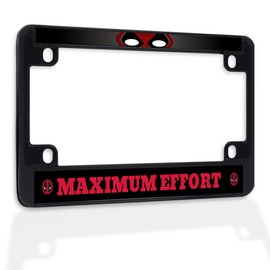 Fastasticdeals Metal Insert Bike License Plate Frame Maximum Effort Weatherproof Motorcycle Accessories Black 4 Holes Solid Insert