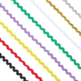 GORGECRAFT 54 Yard 8 Colours Wave Bend Fringe Trim Curved Band Rick Rack Trims Sewing Lace Ribbons Colourful Zigzag Braid Woven Edge Tape for Clothing DIY Crafts Gift Packaging