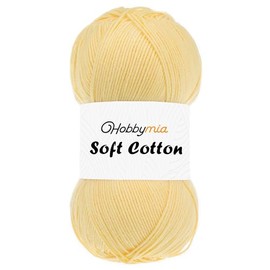 HobbyMia Soft Cotton Yarn for Crocheting - 100gr / 361yds - 55% Cotton / 45% Acrylic - (2) Sport Fine Weight (Yellow - Pineapple, 1 Skein)