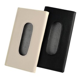 Oiieco 2 Pcs Car Tissue Holder, Premium PU Leather Sun Visor Tissue Box,Multifunctional Car Visor Tissue Box,Car Tissue Face Mask Holder,Car Must Have Accessory for Most Cars