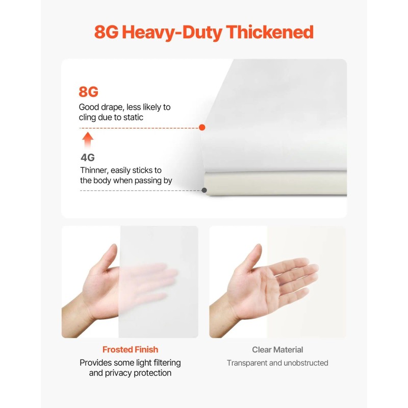 8G Heavy-Duty White PEVA Shower Curtain Liner 2-Pack Waterproof Plastic