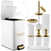 White Bathroom Accessories Set 8 Piece White and Gold Bathroom