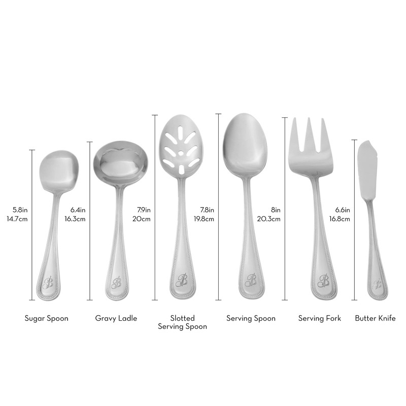 RiverRidge 10-149 Beaded 46 Piece Monogrammed Flatware Set, Letter E,
