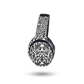 MightySkins Carbon Fiber Skin Compatible with Skullcandy Crusher ANC 2 - Black Damask | Protective, Durable Textured Carbon Fiber Finish | Easy to Apply