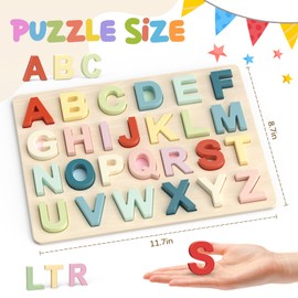 Zeoddler Alphabet Puzzles, ABC Preschool Learning Toys, Wooden Toys for Toddlers, Alphabet Shape Puzzles for Kids, Gift for Girls Boys