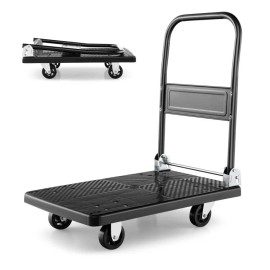 Costway Folding Push Cart Dolly Non-Slip Loading Area multipurpose Cart W/ Swivel Wheels