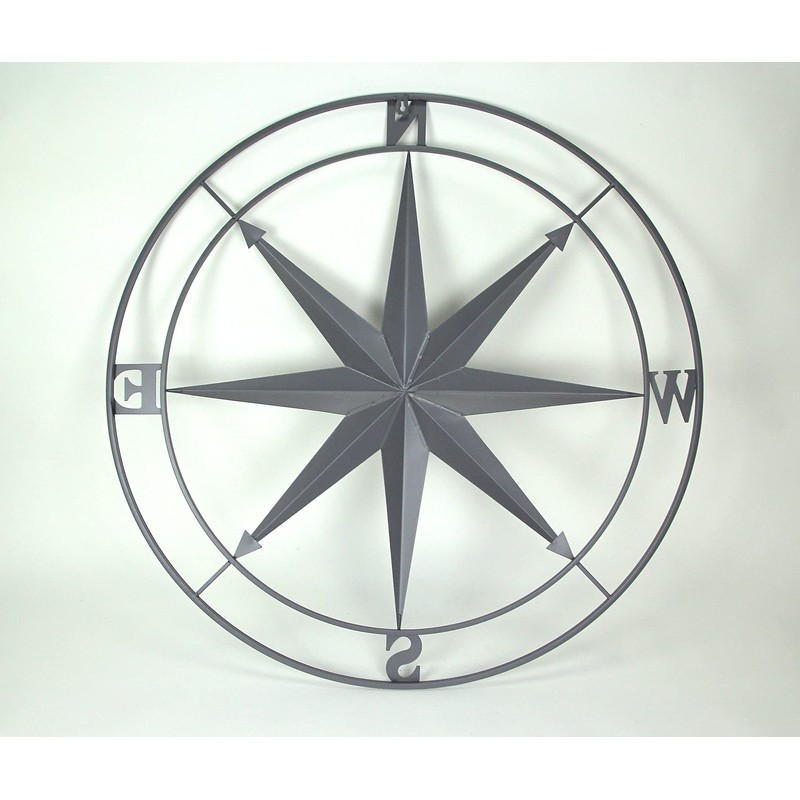 Zeckos Galvanized Zinc Finish Metal Indoor/Outdoor Nautical Compass Rose Wall