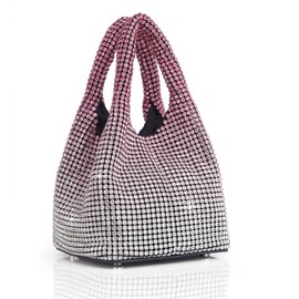 BABEYOND Clutch Purses for Women - Sparkly Evening Bags Glitter Rhinestone Portable Handbag for Party Prom Wedding, Gradient Hot Pink