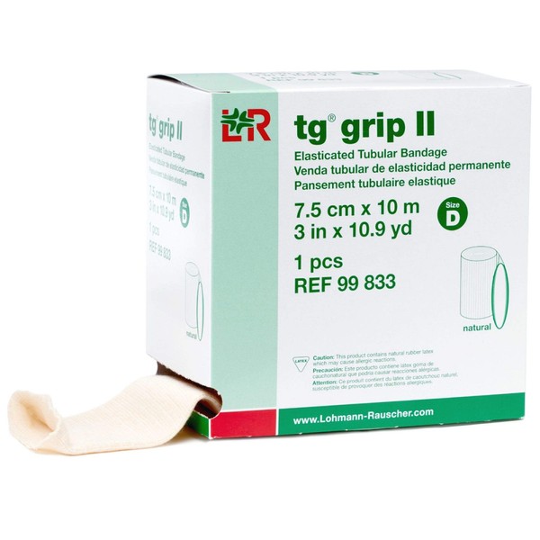 Lohmann&Rauscher-75581 tg grip II Elasticated Tubular Compression Bandage, Seamless Tube Stockinette Wrap for Retention, Lymphedema, & Swelling, Natural, Size F