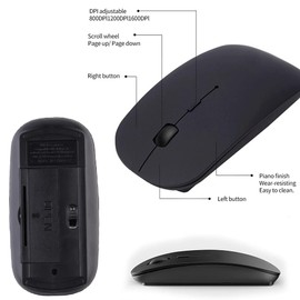 Wireless Mouse,Slim Portable Wireless Mouse for Laptop DPI Optical with 3 Adjustable Levels & USB Nano Receiver Pc Mouse Laptop Mice Computer Accessories for Laptop,Computer,Pc,Desktop,Notebook