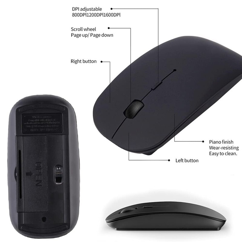 Wireless Mouse,Slim Portable Wireless Mouse for Laptop DPI Optical with