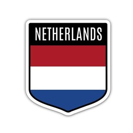 Squiddy Netherlands Flag Shield - Vinyl Sticker Decal for Phone, Laptop, Water Bottle (3" high)