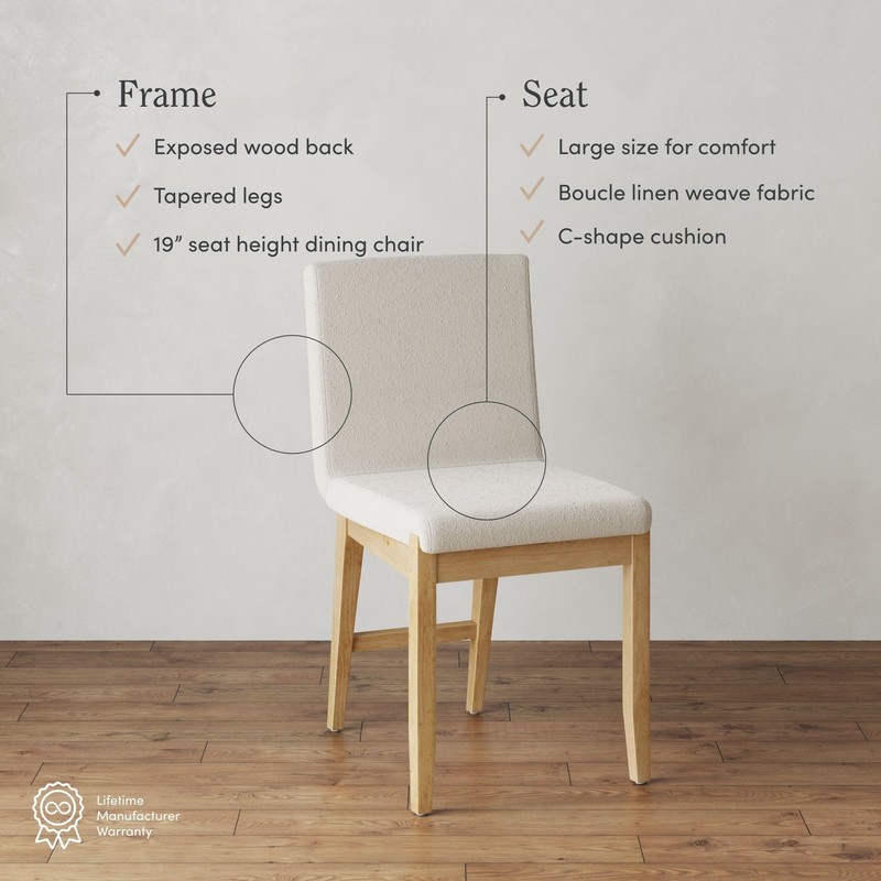 Nathan James Gracie Modern Upholstered Dining Room Chair with Cushion,