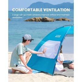 OutdoorMaster Beach Tent for 3/4 Person - Easy Setup Sun Shade Shelter, Portable