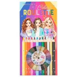 Depesche 12103 TOPModel Colour Roulette - Colouring Game with 12 Thin Crayons and a Colour Roulette with Ball to Choose the Next Colour