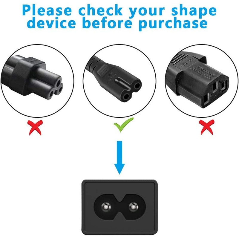 Zerodis EU Standard 250V 2.5A 1.5M 2 Pin Power Cord