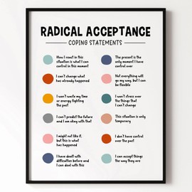 Radical Acceptance Print, Classroom Wall Decor, Cognitive Distortions, Counselor Office Decor, Therapist Office, Coping Statement Decor School Psychologist Mindful Poster (11x14 inch Print Unframed)