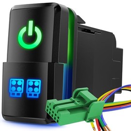 Nilight Nilight Power & LED Work Lights Dual Push Button Switch 12V ON Off Switches with Connector Wire Kit 1.54" x 0.83" Replacement for Toyota Tacoma Tundra 4Runner FJ Cruiser Hilux Fortuner