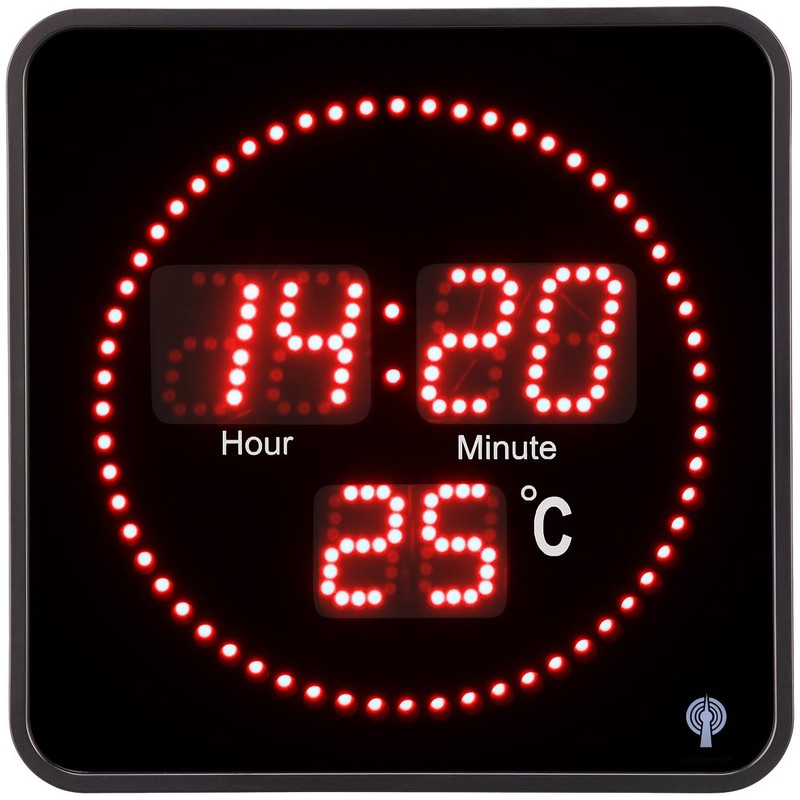 Lunartec Digital Wall Clock: Flat LED Radio Table and Wall