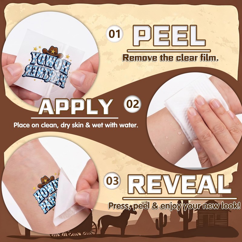 108 PCS Cowboy Temporary Tattoos Kids, Rodeo Birthday Party Favors
