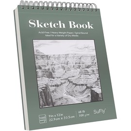SuFly Sketch Book 9x12, Drawing Paper Pad,100 Sheets, Top Spiral Sketch Pad, 68lb/100gsm Sketchbook for Kids, Art Supplies for Adults, White.