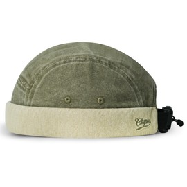 CLAPE Cotton Brimless Hat for Men, Vintage Docker Cap Rolled Cuff Harbour Hat, Soft Lightweight Skull Cap Adjustable Fit