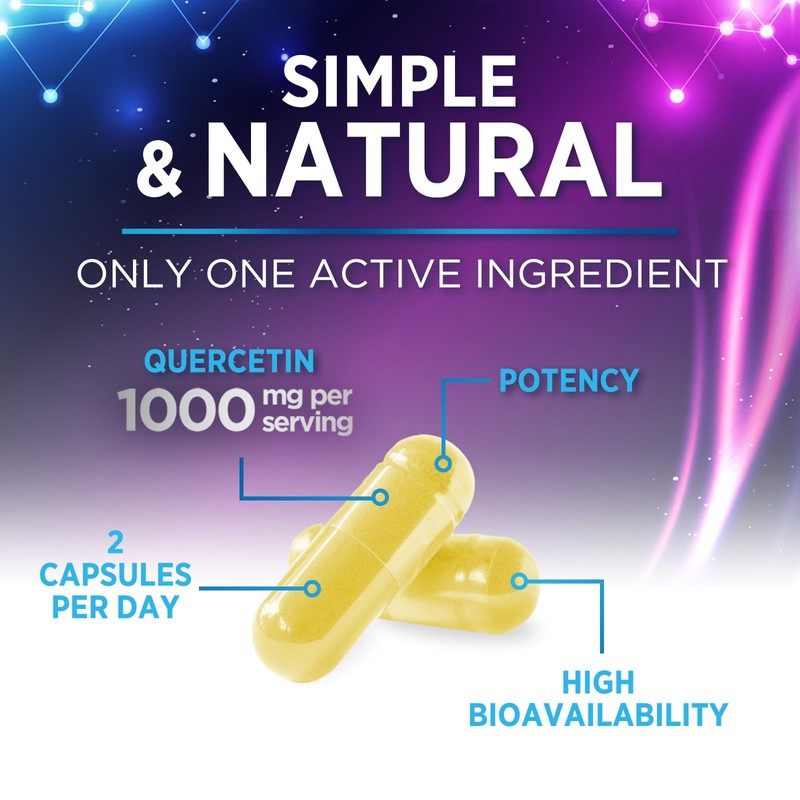 Quercetin Capsules 1000mg, with Ultra Strength Complex - Health Antioxidant