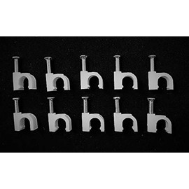 Round 1/4" (6 mm) Cable Wire Clips Cable Management Cord Tie Holder Coaxial Nail In Clamps Tacks - 10 pcs