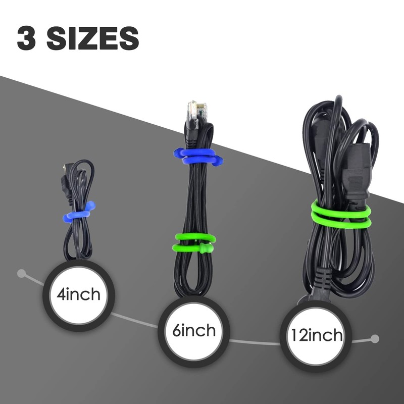 9Pcs Silicone Twist Ties, Steel-Core Rubber Twist Tie Set for