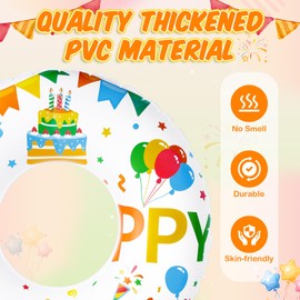 Leyndo 2 Pcs Happy Birthday Inflatable Pool Float Tube 47.24 Inch Jumbo Pool Float Birthday Party Swimming Tube Happy Birthday Swim Rings for Adults Summer Water Birthday Supplies Decor