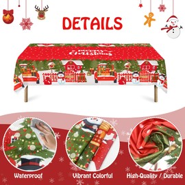 Sundonix Thanksgiving Fall Table Cloth Decoration - Autumn Pumpkin Plaid Turkey Tablecloth Cover Party Decor for Rectangle Tables Waterproof 60x120Inch (Christmas-1, 60×84",Rectangle)