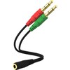 Mic + Audio Splitter for Computer 3.5mm Female to 2