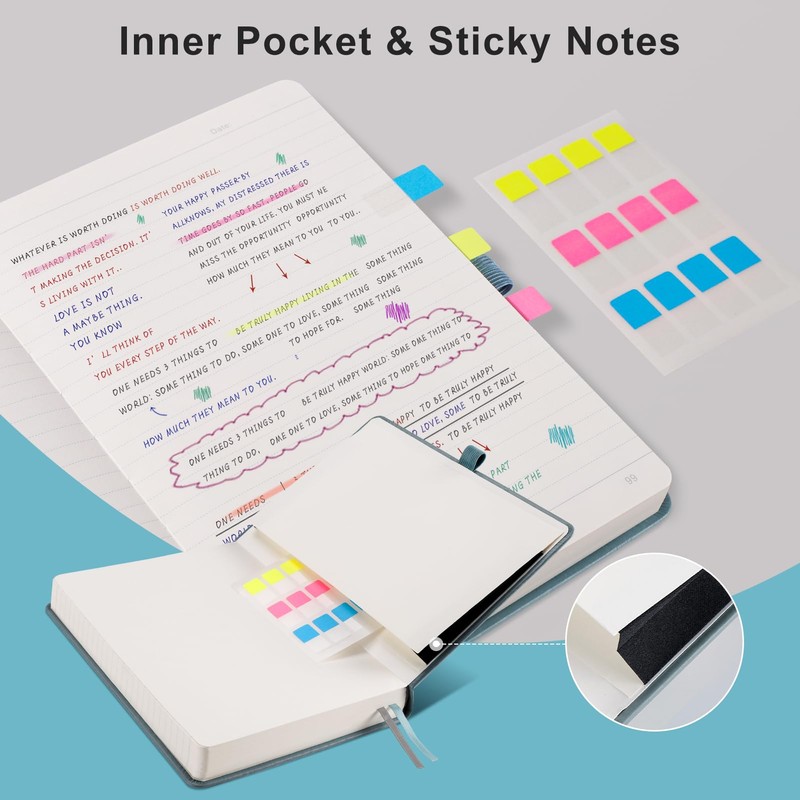 EMSHOI A5 Notebook Lined Journal - 320 Numbered Pages, 100gsm